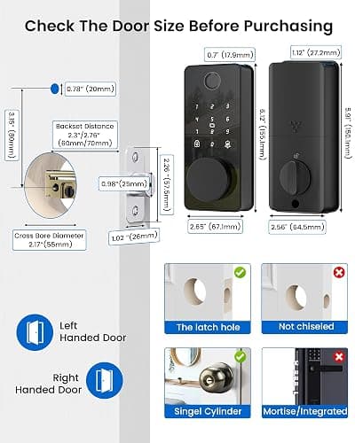 IBLOG Smart Deadbolt Lock, Fingerprint Keyless Entry Door Lock App Control, Electronic Touchscreen Keypad, Auto Locking, IP54 Weatherproof, Easy Install Digital Deadbolt for Front Door thumbnail 9
