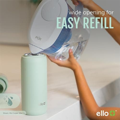 Ello Cooper 40oz Stainless Steel Water Bottle with 2 Lids Chug and Straw | Leak Proof | Double Walled and Vacuum Insulated | Built in Carry Loop | Dishwasher Safe | White Marble thumbnail 7