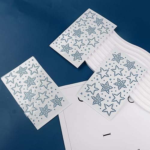 3Sheets Star Gem Stickers Jewels for Crafts, Face Makeup - Self Adhesive Rhinestone Jewel Stickers, Stick on Gems Rhinestones for Crafts, Craft Supplies for Kids (11.Light Blue satr) thumbnail 2