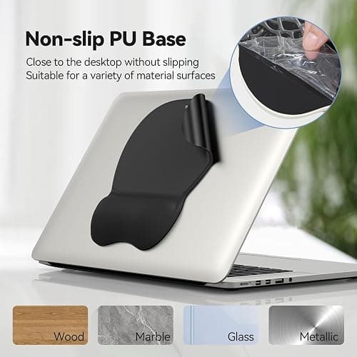 TECKNET Gel Mouse Pad Set with Wrist Rest and Keyboard Wrist Rest, Ergonomic Mousepad Rests with Non-Slip PU Base for Pain Relief, Computer, Laptop, Office & Home thumbnail 6