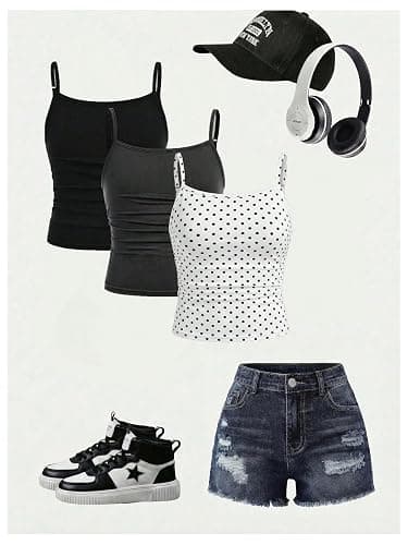 SOLY HUX Girl's Tank Tops 3 Packs Cute Ruched Spaghetti Strap Camisole Slim Fit Undershirts thumbnail 5