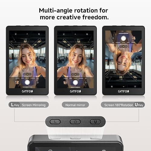 Gitfos Vlog - Pantalla de monitor selfie para iPhone, grabación con cable 4K 30 fps, con cable USB-C de 40 Gbps, salida de audio con cable, selfie magnético dual para selfie Vlog, transmisión en vivo thumbnail 5