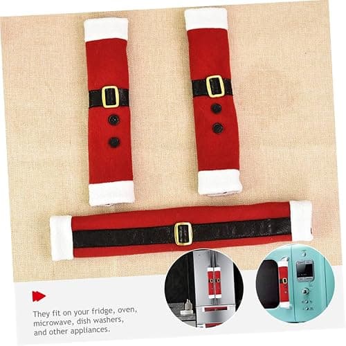Angoily 3Pcs Christmas Refrigerator Door Handle Covers Festive Kitchen Appliance Decor Soft Brushed Cloth for Fridge Microwave More Keeps Handles Clean from Stains Fingerprints thumbnail 4