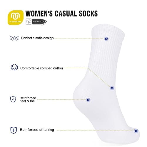 CLOSEMATE Womens Calf Crew Socks Comfortable Soft Cotton and Lightweight 5 Pairs thumbnail 2
