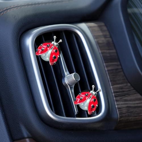 ORIESSE Ladybug Car Accessories,2pcs Lady Bug Air Vent Clips Car Air Fresheners,Refillable Animal Decoration Diffusers,Girly Rhinestone Dashboard Charms for Women Teens thumbnail 4
