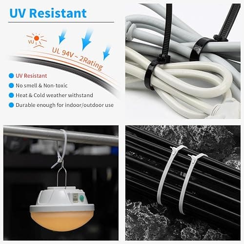 Armpow 16 Inch Recoverable Reusable Zip Ties, 100PCS Black Zip Ties, Outdoor 120 lb. Small Cable Ties, Small Releasable Plastic Ties, Removable Wire Ties for Wire Management Outdoor Patio thumbnail 6