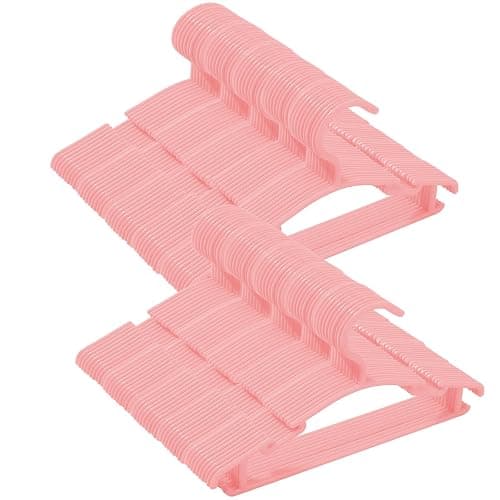 100 Pack Pink Baby Nursery Closet Hangers,Non-Slip Laundry Infant Pant Hanger for Newborn Clothes Gift,Ultra-Thin Child Coat Hanger for Girl Boy Toddler Kids - Image 1