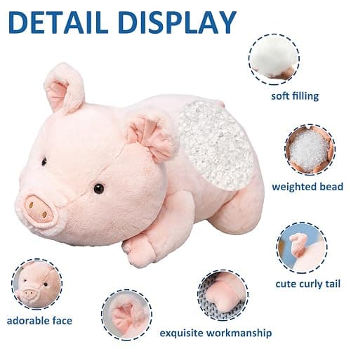 Fawowe Weighted Stuffed Animals, Weighted Pig Stuffed Animal Cute Pig Weighted Plush Animals Hugging Pillow Toy Gifts for Adults and Kids, 15.7 inch thumbnail 4