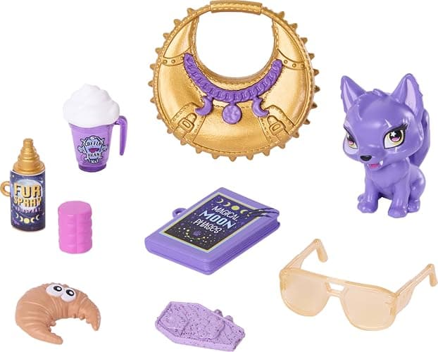 Monster High Doll, Clawdeen Wolf in Purple Moto Jacket and Furry Skirt with Pet Wolf Pup Crescent and 7 Accessories Like Book, Croissant and Purse thumbnail 6