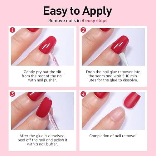 Curvlife Multi-functional Brush-on Nail Glue Remover 20ml for Press On and Fake Nails - Cuticle Pusher for Women thumbnail 4