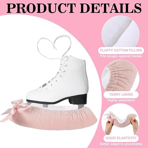 Soulchen Pink Bow Ice Skate Blade Covers Puffy Winter Sports Ice Skate Guards for Women Youth Adults Figure Hockey Skating Blade Protector Accessories Gifts thumbnail 3