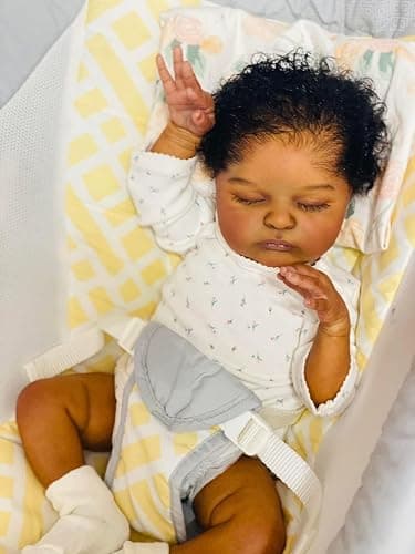 Hengluck Reborn Baby Doll Black Girl 18 Inch Realistic Newborn Baby Dolls Realistic African American Reborn Doll Toy with Clothes thumbnail 4