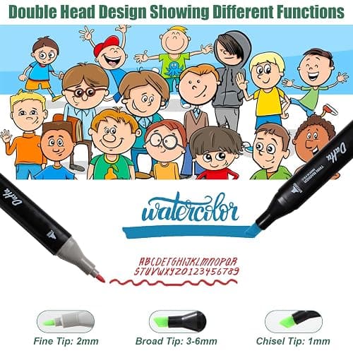 Kebuye 100 Colors Alcohol Markers Set, Dual Tips Blender Art Markers for Drawing Sketching Coloring Artist Pens and Underlining, Professional Permanent Sketch Markers for Kids Adult Coloring thumbnail 5