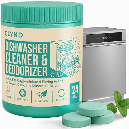 CLYND Dishwasher Cleaner and Deodorizer Tablets - 24 Pack Deep Clean Dishwasher Cleaning Tablets, Heavy Duty Streak-free Shine Dish Washer Cleaner, Natural Descaler and Odor Eliminator 12 Month Supply - Image 1