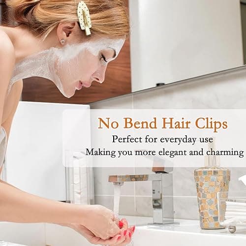 BAISEN 6 Pack Creaseless Hair Clips for Women - No Bend No Crease Hair Clips for Styling, Makeup, Washing Face, Bangs | Flat No Dent Alligator Clips for Salon & Home (Black-White-Pink) thumbnail 5