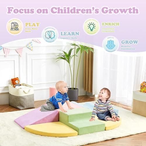 QUCHI Climbing Toys for Toddlers, Toddler Climbing Toys Indoor, 7-Piece Soft Foam Climbing Blocks Set, Toddler Playtime Corner Climber Indoor Foam Play Gym for Climbing Crawling and Sliding thumbnail 4