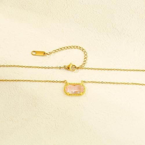 A Golden Cloud Birthstone Necklace for Women 14k Gold Plated Preppy Oval Stone Necklaces Trendy Zircon Pendant Necklaces Birthday Gifts for Women Mom Wife Friends thumbnail 6
