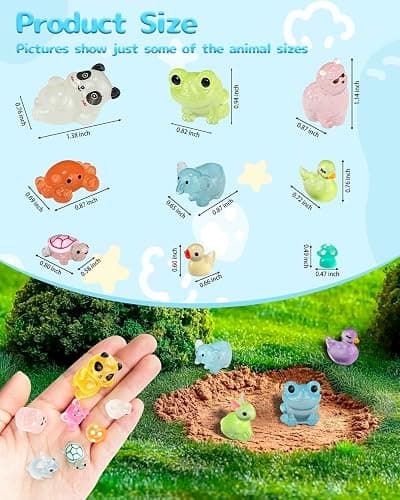 Piemow 160 Pcs Mini Resin Animals Kit - Luminous Tiny Resin Animals Figurines Accessories Gifts for Aquarium Fairy Garden Bonsai Decor thumbnail 5