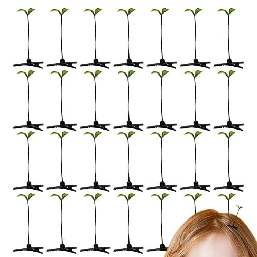 100PCS Bean Sprout Hair Clips – Cute Green Sprout Hairpins, Funny Plant Hair Accessories for Women, Girls & Kids, Adorable Headwear for Party, Festival & Everyday Wear - Image 1