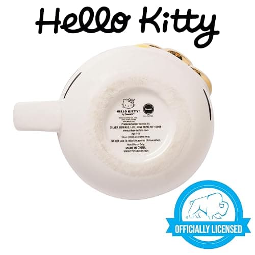Silver Buffalo Sanrio Hello Kitty Gold Chrome Reflective Bow Ceramic 3D Sculpted Mug, 20 Ounces thumbnail 6