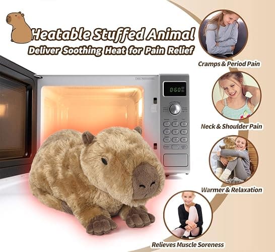 Capybara Stuffed Animals, Microwavable Stuffed Animal Adorable Fluffy Capybara Plush for Warmth Comfort, Heatable Coolable Lavender Scent Toy, Cute Soft Plushie Gift for Kids Adult & Children Boy Girl thumbnail 6