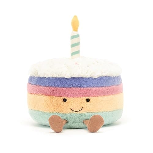 Jellycat Amuseables Rainbow Birthday Cake Stuffed Toy, Medium 6 inches - Dessert Plush - Birthday Gift thumbnail 7