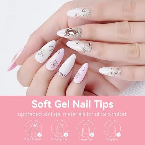 Makartt Almond Nail Tips: 500pcs Medium Pre-buffed Full Cover Clear Press on Nails 10 Sizes Soak Off Soft Gel Nail Tips Extension Professional Acrylic Fake Nails No Crease False Nail Salon DIY Art thumbnail 6