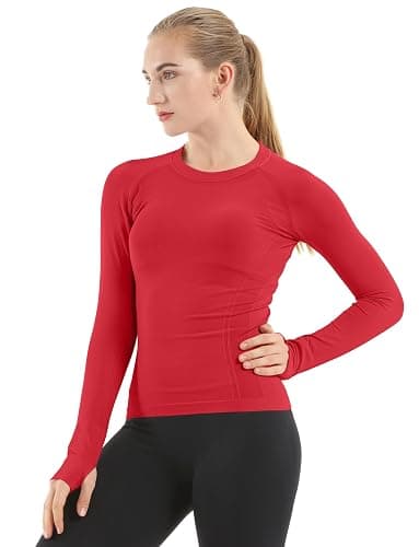 MathCat Seamless Workout Shirts for Women Long Sleeve Yoga Tops Sports Running Shirt Breathable Athletic Top Slim Fit - Image 1