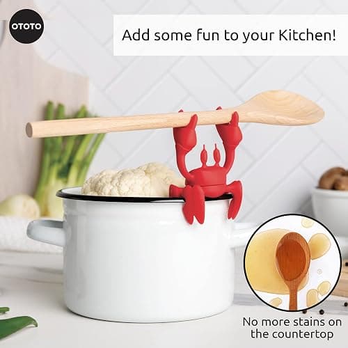 OTOTO Red the Crab Silicone Utensil Rest - Kitchen Gifts, Silicone Spoon Rest for Stove Top - Heat-Resistant Kitchen and Grill Utensil Holder - Non-Slip Spoon Holder Stove Organizer, Steam Releaser thumbnail 5