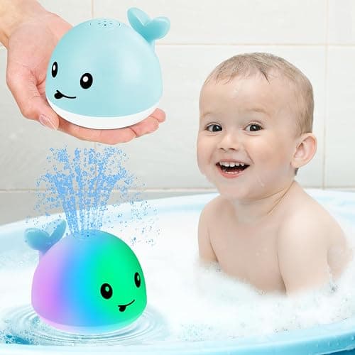 Gigilli Baby Bath Toys, Bath Toys for Kids Ages 1-3, 1 2 3 Year Boy Girl Gift Christmas Stocking Stuffers for Babies 6-12-18 Months Light Up Whale Bath Toy Sprinkler Toddler Birthday Bathtub Water Toy - Image 1
