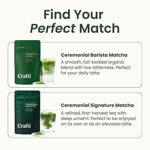 Crafti Ceremonial Grade Matcha Powder (Organic) - Unsweetened Authentic Japanese Daily Matcha Green Tea Powder from Uji, Kyoto for Barista-Grade Lattes (30g / 1.06oz) thumbnail 6