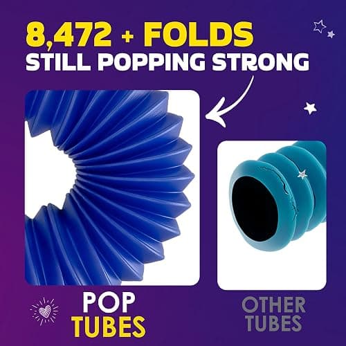 Nutty Toys Pop Tubes - Large 8-Pack Sensory Toys - Creative STEM Learning for Kids and Toddlers - Connect & Pop! Top ADHD Autism Fidget 2025, Best Boy & Girl Christmas Stocking Stuffers Gifts Idea thumbnail 3