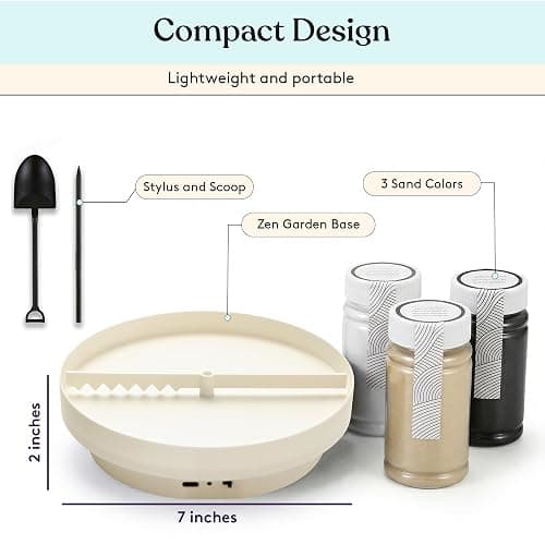 Special Supplies Zen Garden Sand Spinner – Self Spinning Sandscape for Desk, Mindfulness Kit, Stress Relief, Sensory Therapy Tools- Zen Garden Kit (White) thumbnail 2