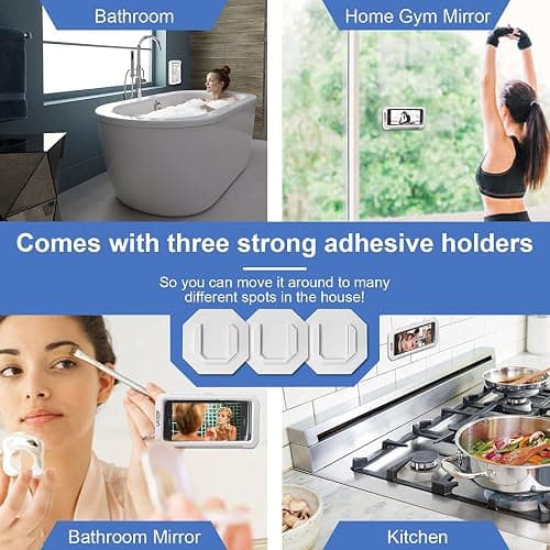 URROY Shower Phone Holder Waterproof, 360° Rotation Shower Phone Case, Anti-Fog High Sensitivity Universal Cover Mount Stand for Bathroom Wall Mirror Bathtub Kitchen, Gift for Men Women thumbnail 3