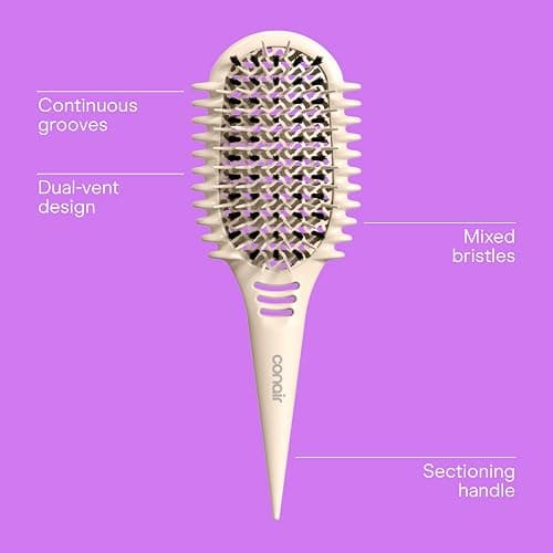 Conair Curl Define Pro Detangler Brush for Curly Hair, Dual-Vent Design with Continuous Grooves, Mixed Bristles for Frizz-Free Detangling, Smoothing, and Curl Definition thumbnail 2