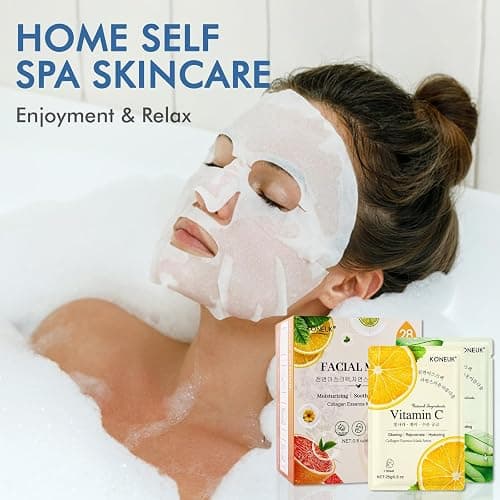 KONEUK 28 Pack Sheet Face Masks Skincare, Hydrating Face Masks Suitable for Sensitive Skin, Bulk Facial Mask Gifts Set for Women Skin Care, Home Skincare Spa for All Skin Types thumbnail 7