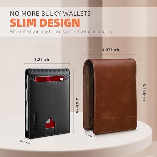 RUNBOX Slim Wallets for Men - Leather Money Clip Mens Wallet - RFID Blocking Front Pocket Bifold Wallet - Thin Credit Card Holder with Gift Box thumbnail 2