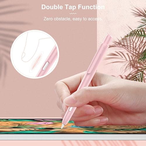 MoKo Protective Case Compatible with Apple Pencil Pro, Apple Pencil 2nd Generation, Retractable Protective Case for Apple Pencil with Clip, Apple Pencil PC Cover, Double-Tap Stand, Light Pink thumbnail 4