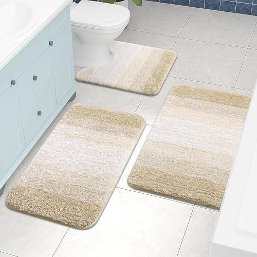 OLANLY Luxury Microfiber Bath Mat, Extra Soft and Absorbent Bathroom Mat, Non-Slip Plush Shaggy Bathroom Rug, Machine Wash Dry, Bath Rugs for Bathroom Floor, Tub and Shower, 16x24, Light Beige thumbnail 6