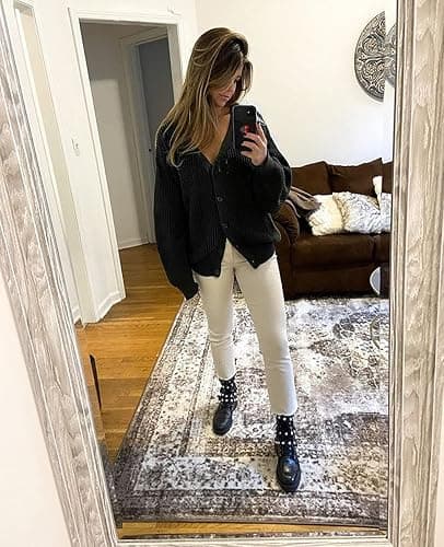 QUALFORT Cardigan Sweaters for Women 100% Cotton Button-Down Oversized Knit Outerwear Fall Tops for Women 2025 thumbnail 5