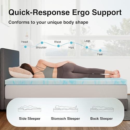 Novilla Memory Foam Mattress Topper Queen - 2 Inch Cooling Gel Infused Memory Foam | Slow-Rebound Pressure Relief | CertiPUR Certified | Comfort for Sleeper Sofa, RV, Camper, Dorm Room thumbnail 5