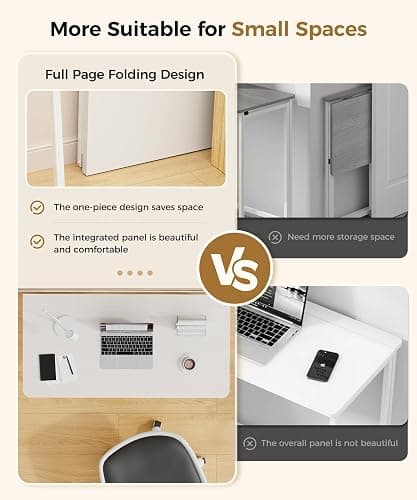 POLWKZU Folding Desk Small Foldable Desk for Small Space, 31.5 Inches Writing Computer Desks in Study, Home Office Foldable Office Desks for Bedroom, White thumbnail 7