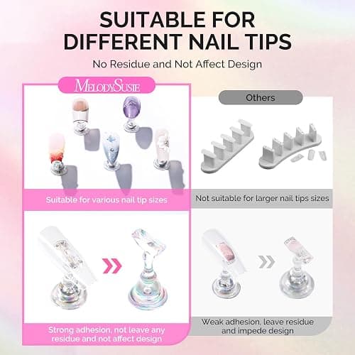 MelodySusie Nail Stand for Press Ons, 3 PCS Shiny Magnetic Bases Sets for Practice Painting Display with Brush Holder and 100 Pcs Reusable Double-Sided Tape for Home DIY Salon Supplies thumbnail 6
