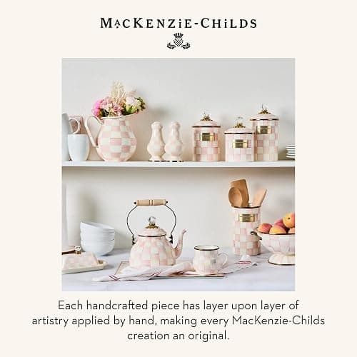 MACKENZIE-CHILDS Enamel Utensil Holder, Kitchen Utensil Holder for Countertop, Storage Caddy, Pink-and-White Rosy Check thumbnail 6