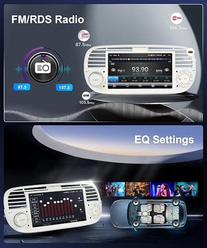 Android Car Stereo for Fiat 500 2007-2015 Support 5GWifi | Podofo 7 inch HD IPS Touch Screen Bluetooth Radio with Wireless Carplay Android Auto GPS EQ FM/RDS AHD Reverse Camera 2G+64G thumbnail 5