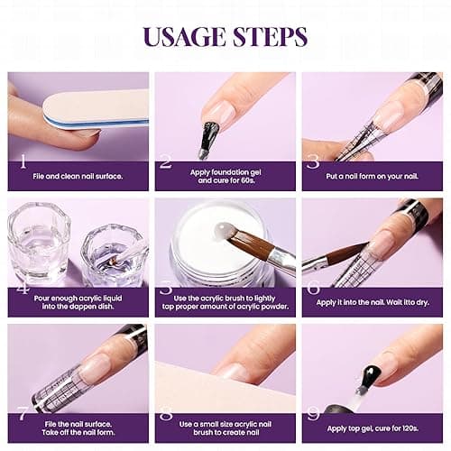 Acrylic Nail Kit Professional: Acrylic Powder and Liquid Set for Beginner Acrylic Nail Kit at Home DIY Salon Nails Application 4 Colors thumbnail 8
