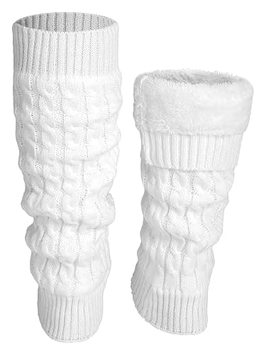 Shihanee Winter Fleece Lined Leg Warmers for Women Knit Long Leg Warmers Warm Fleece Lined Boot Socks for Skating Daily Wear - Image 1