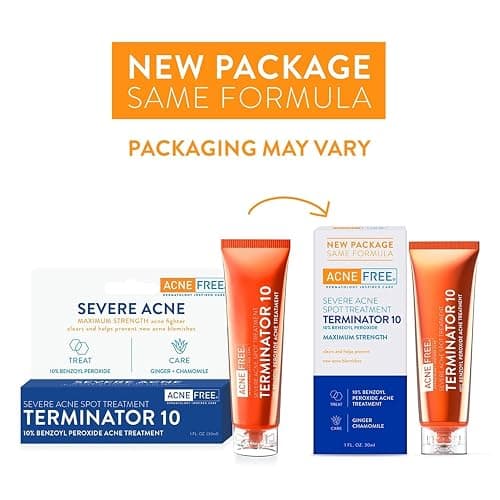AcneFree Terminator 10 Acne Spot Treatment with Benzoyl Peroxide 10% Maximum Strength Acne Cream Treatment, 1 Ounce - Pack Of 1 thumbnail 2
