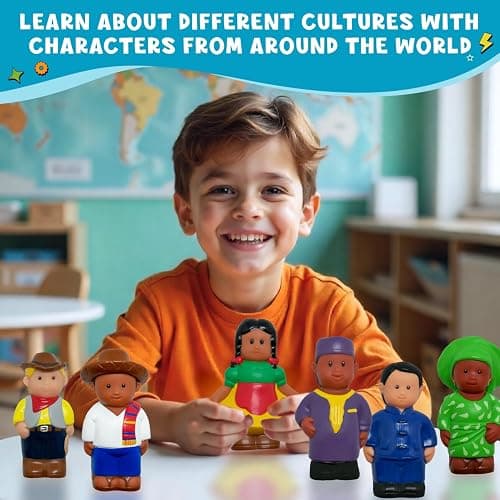 Get Ready Kids Around The World Multicultural Figures Set of 8-5 inch | Large 5 inch cultural around-the-world figurines for early learning and creative play, pre-k safe for 12m+ thumbnail 5