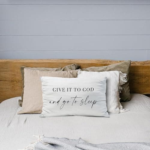 Knibeo Give It to God and Go to Sleep, Decorative Pillows Covers for Bed, Throw Pillows Cover for Bed,12x20 Pillow Cover,Decorative Bed Pillows for Bedroom Room(12x20, White) thumbnail 4